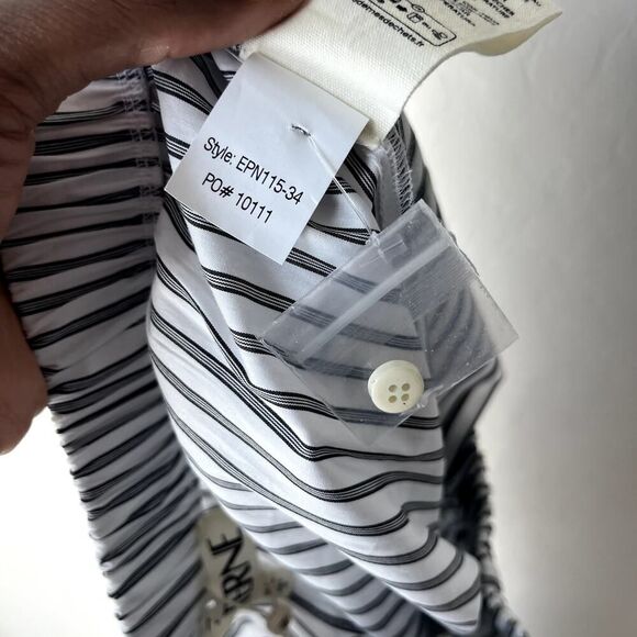 NEW Eterne Pants White Striped Cotton Poplin Wide Leg Pull-On Pants‎ Size M/L - Picture 10 of 10